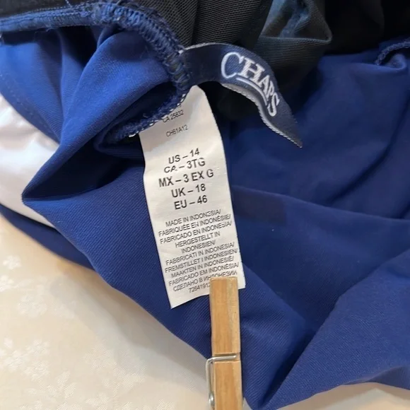 Chaps One piece Swimsuit. Blue with skirt. Size 14. Slimming Fit. - Picture 7 of 8